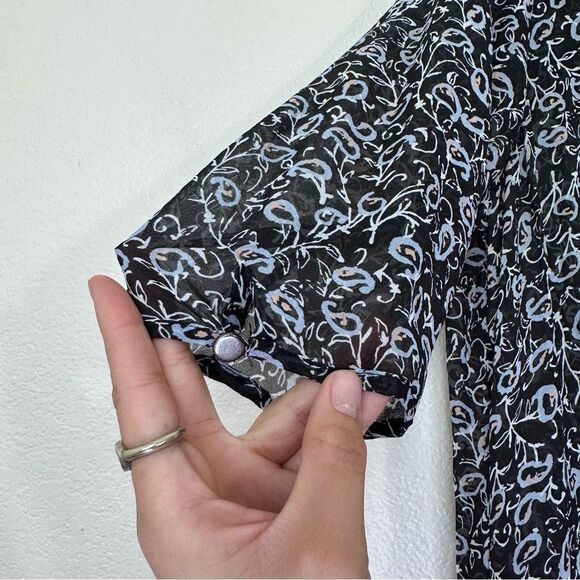 Veronica Beard Dakota Flounce Printed Black and Blue Mini Dress Size 10 - Picture 11 of 13